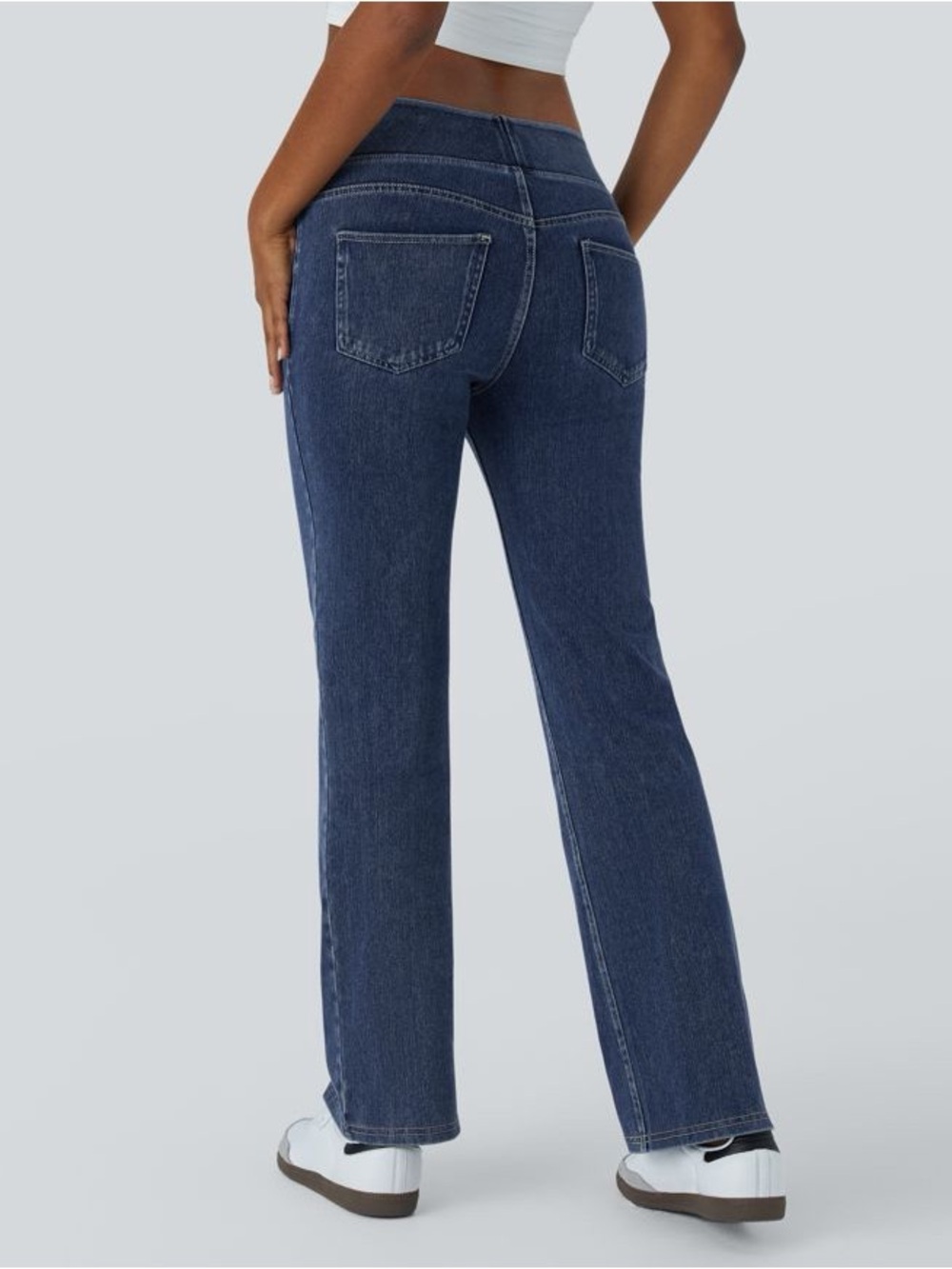 Halara Flex™ Low Rise Pockets Casual Bootcut Jeans Deep Well Blue Denim